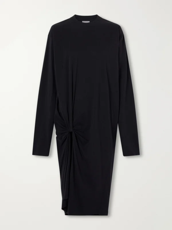 Balenciaga Knotted Draped Cotton-jersey Midi Dress