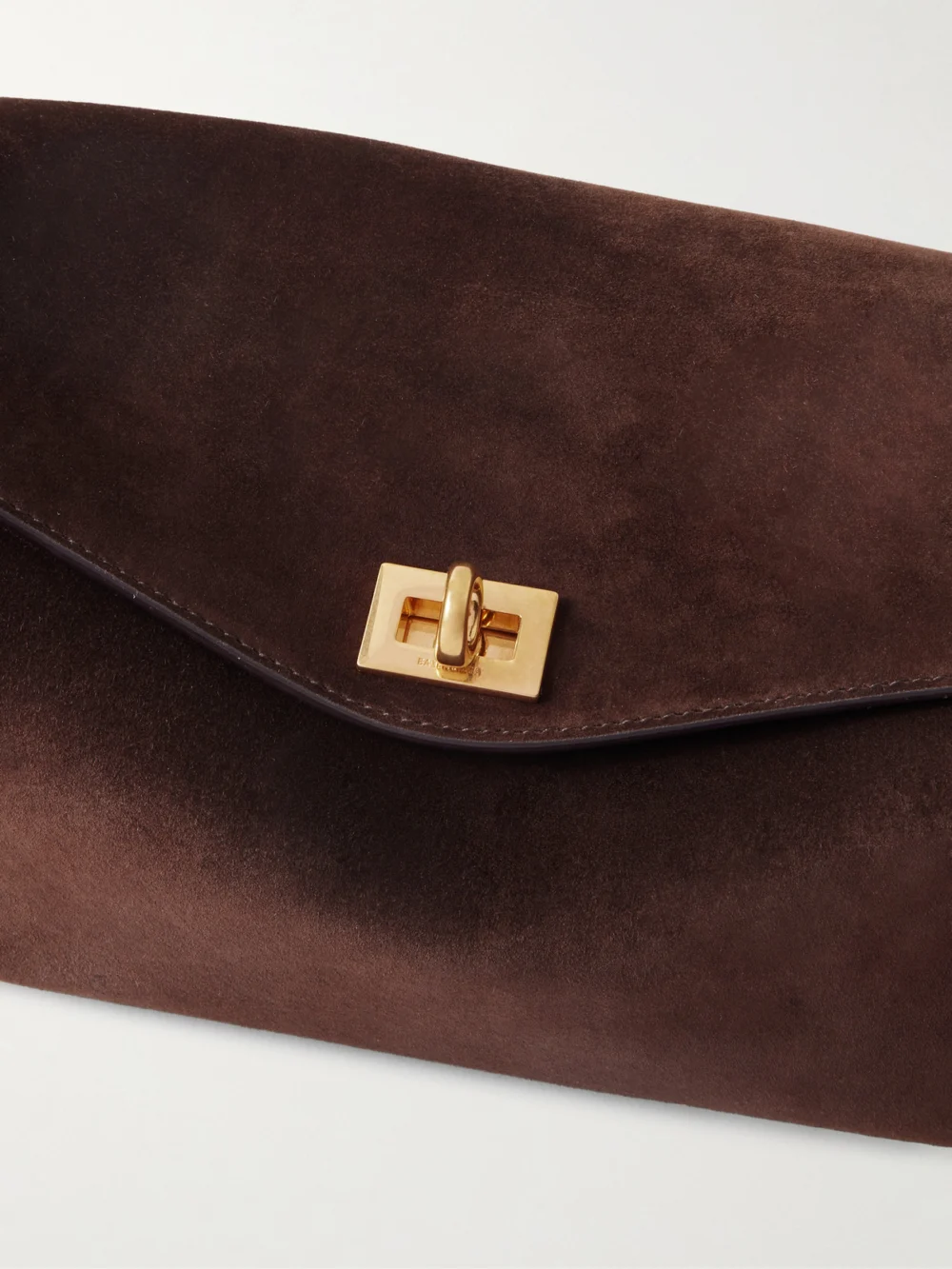 Close-up detail of the Balenciaga Le 7 Suede Shoulder Bag