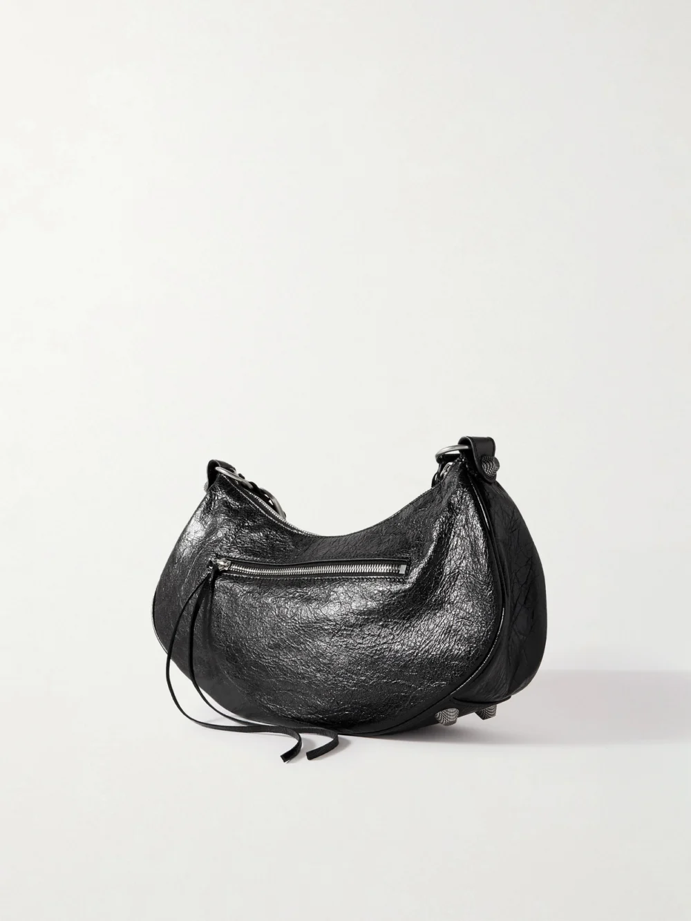 Back view of the Balenciaga Le Cagole Small Studded Crinkled-leather Shoulder Bag