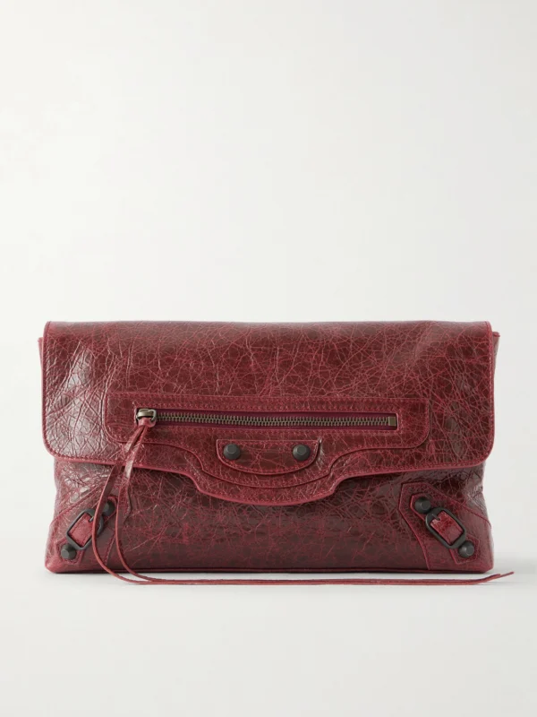 Balenciaga Le City Crinkled-leather Clutch