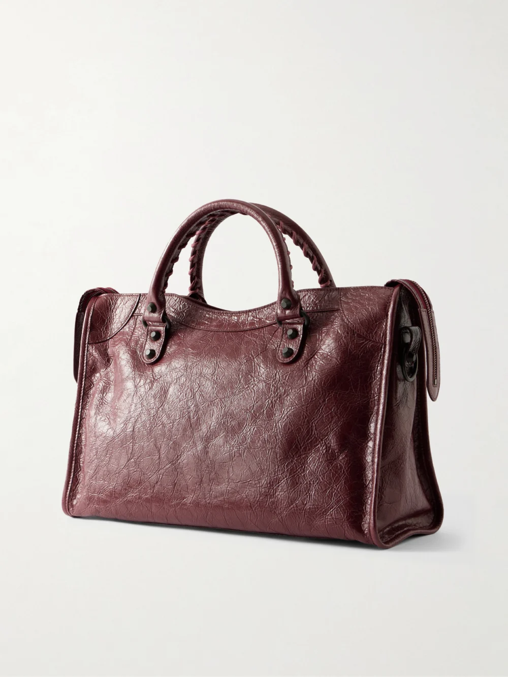 Back view of the Balenciaga Le City Crinkled-leather Shoulder Bag