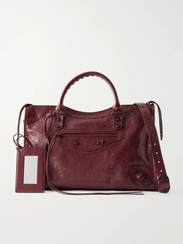 Balenciaga Le City Crinkled-leather Shoulder Bag