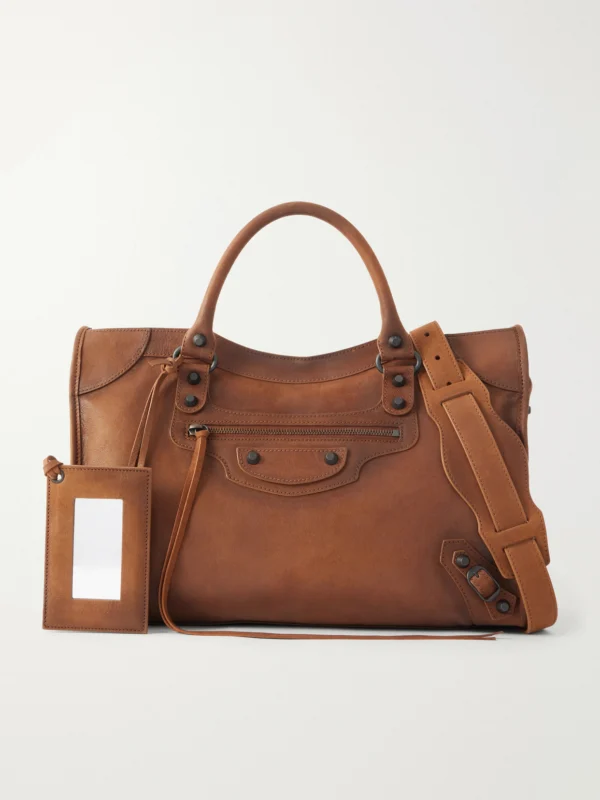 Balenciaga Le City Crinkled-leather Shoulder Bag