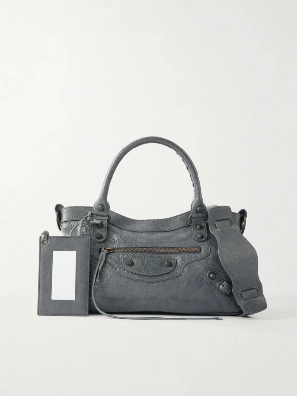 Balenciaga Le City Crinkled-leather Shoulder Bag