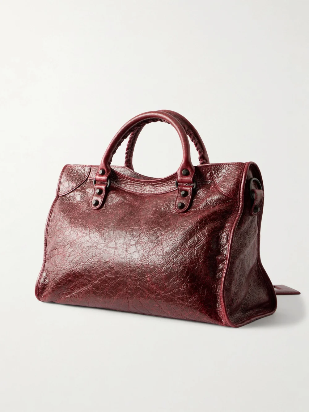 Back view of the Balenciaga Le City Crinkled-leather Shoulder Bag