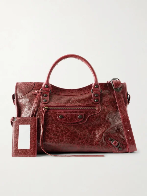 Balenciaga Le City Crinkled-leather Shoulder Bag