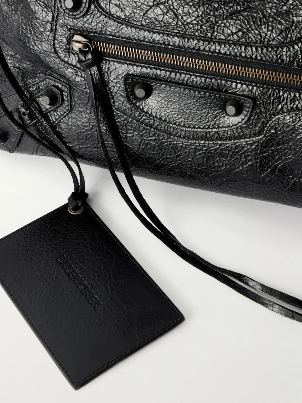 Close-up detail of the Balenciaga Le City First Leather Shoulder Bag