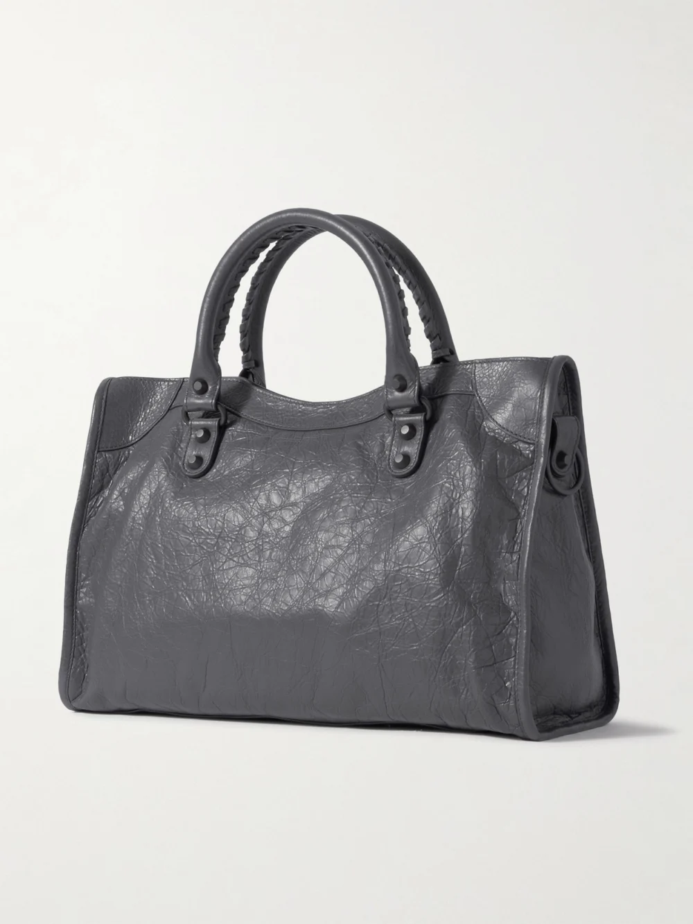Back view of the Balenciaga Le City Medium Embellished Textured-leather Tote Bag