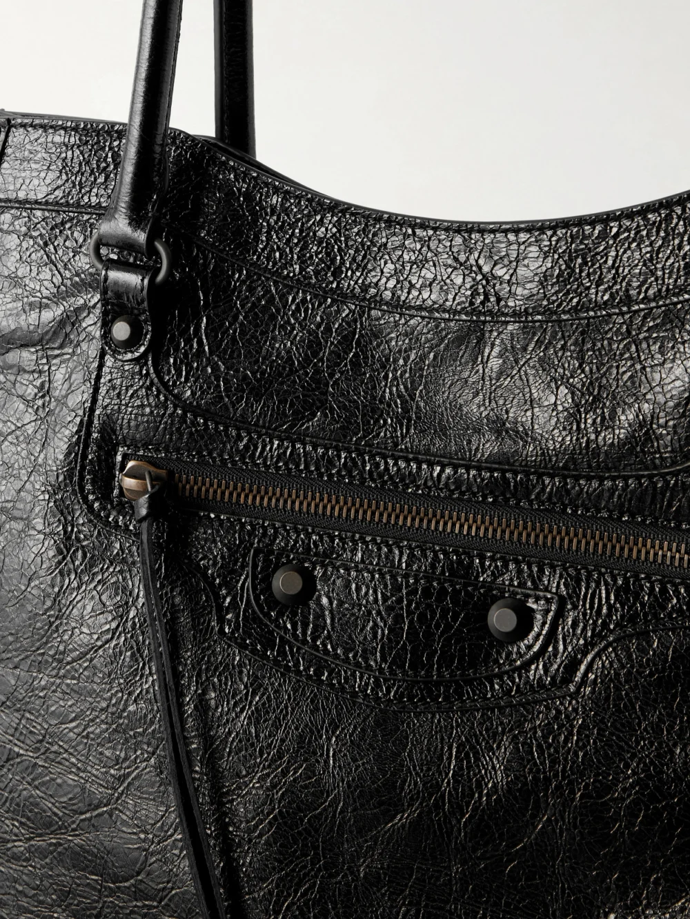 Close-up detail of the Balenciaga Le City Medium Leather Tote