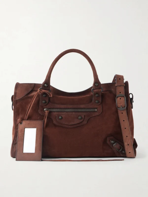 Balenciaga Le City Medium Suede Shoulder Bag