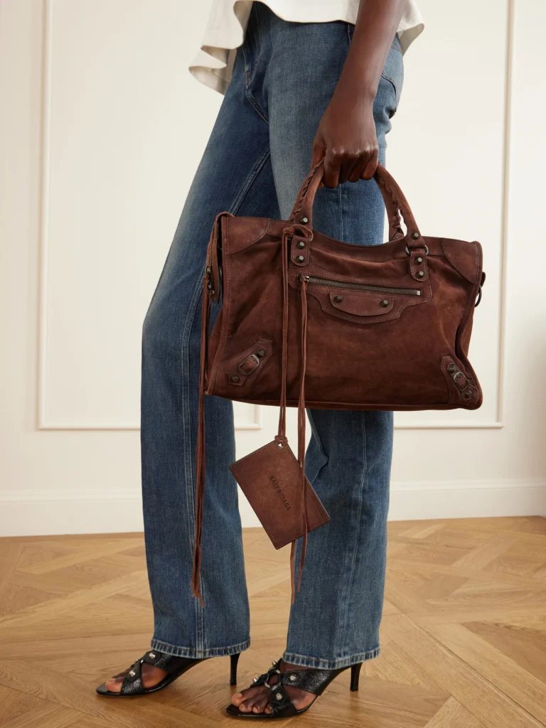 Balenciaga Le City Medium Suede Shoulder Bag