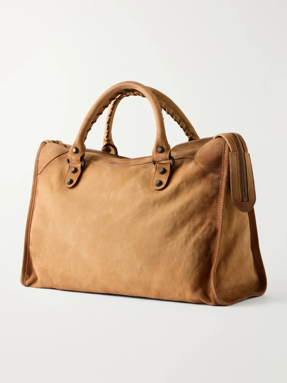 Back view of the Balenciaga Le City Medium Suede Shoulder Bag