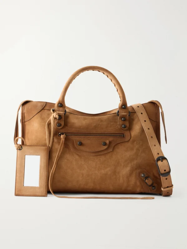 Balenciaga Le City Medium Suede Shoulder Bag