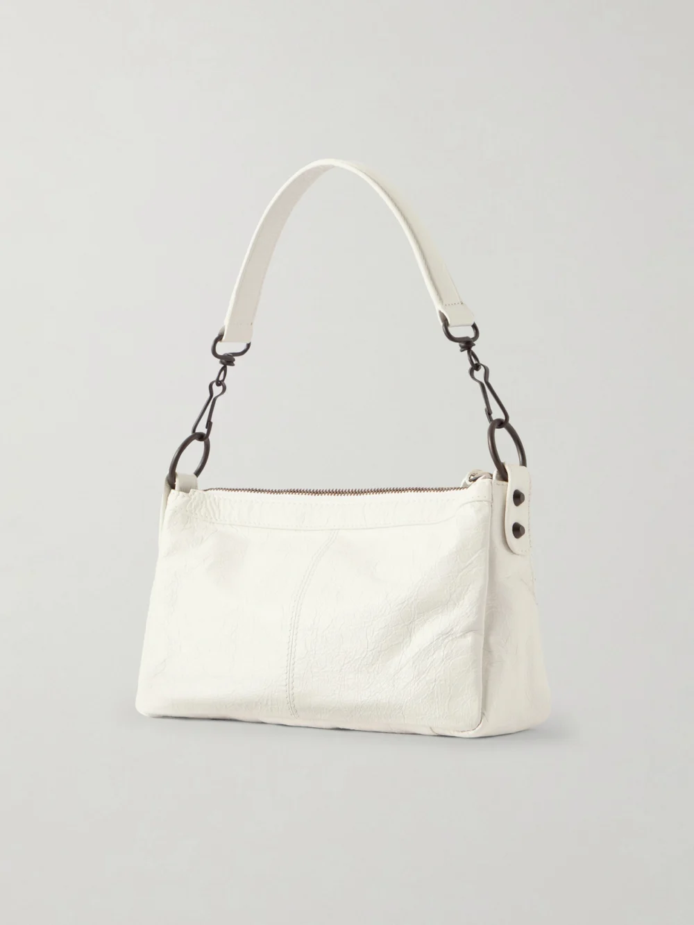 Back view of the Balenciaga Le City Moto Mini Crinkled-leather Shoulder Bag