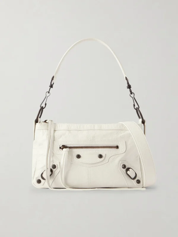 Balenciaga Le City Moto Mini Crinkled-leather Shoulder Bag