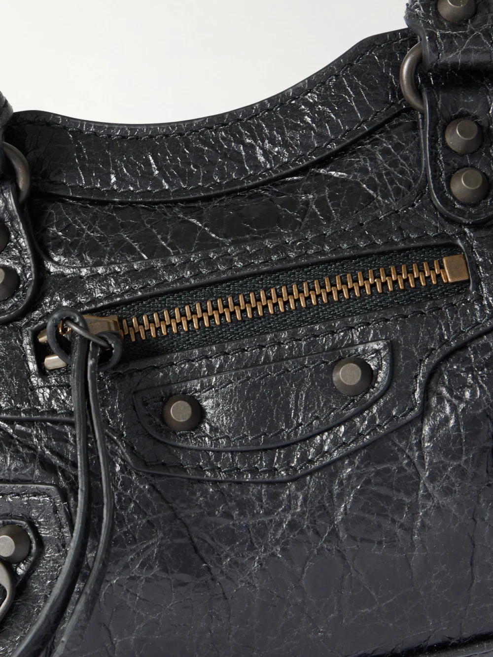 Close-up detail of the Balenciaga Le City Nano Textured-leather Tote