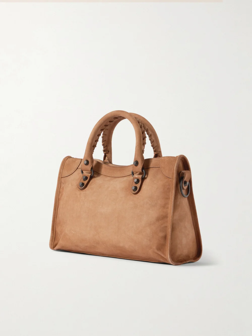 Back view of the Balenciaga Le City Small Embellished Suede Tote