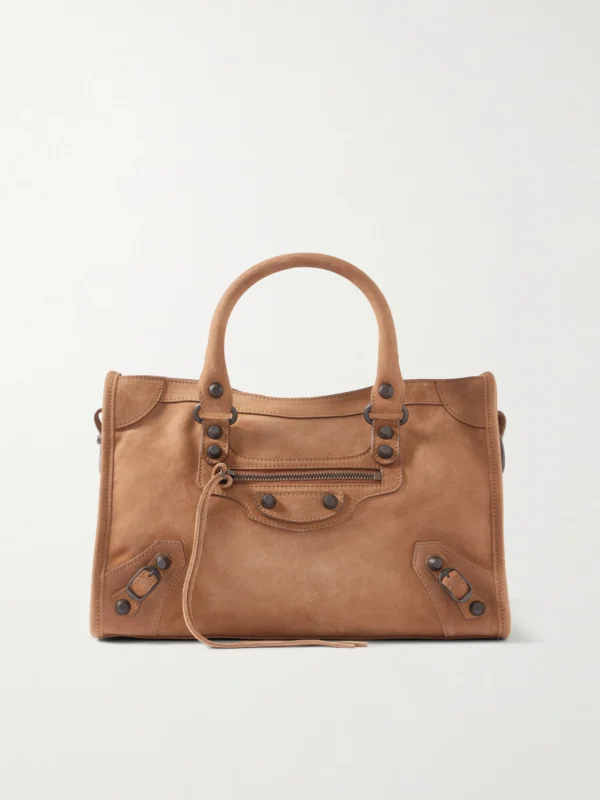 Balenciaga Le City Small Embellished Suede Tote
