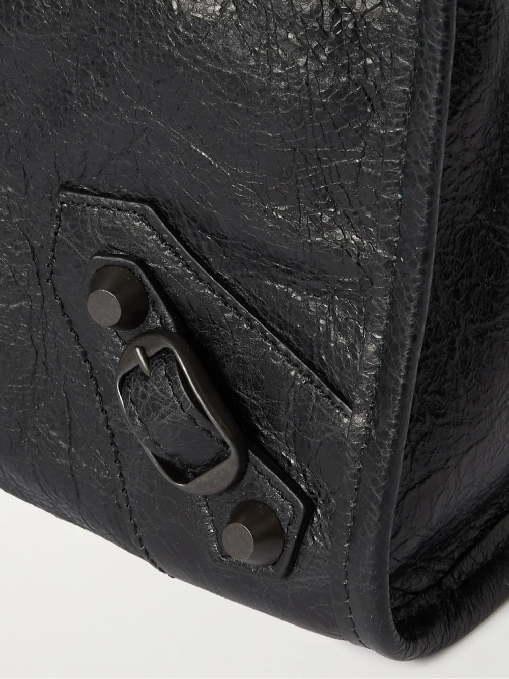 Close-up detail of the Balenciaga Le City Small Embellished Textured-leather Tote
