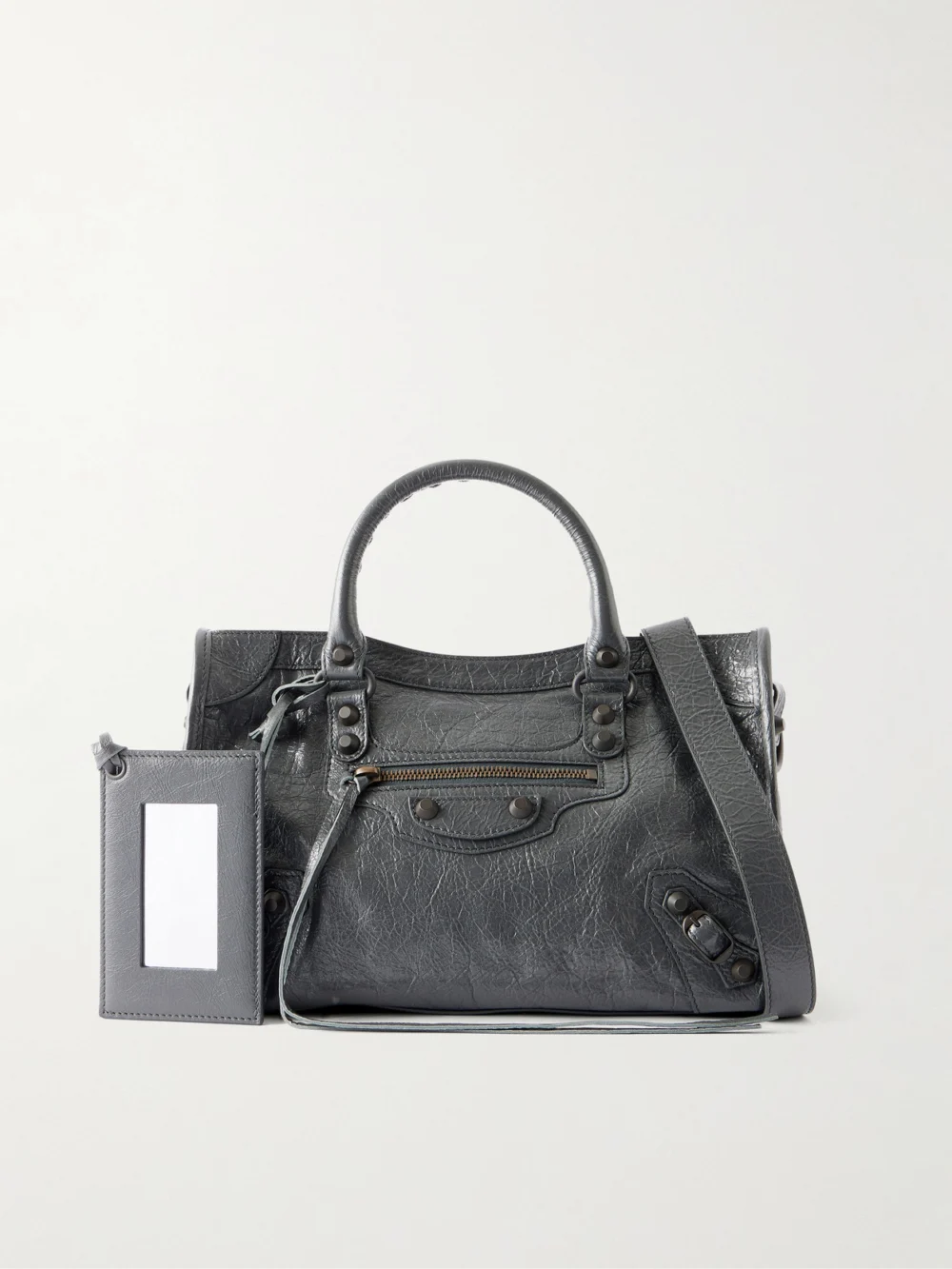 Balenciaga Le City Small Embellished Textured-leather Tote in gray