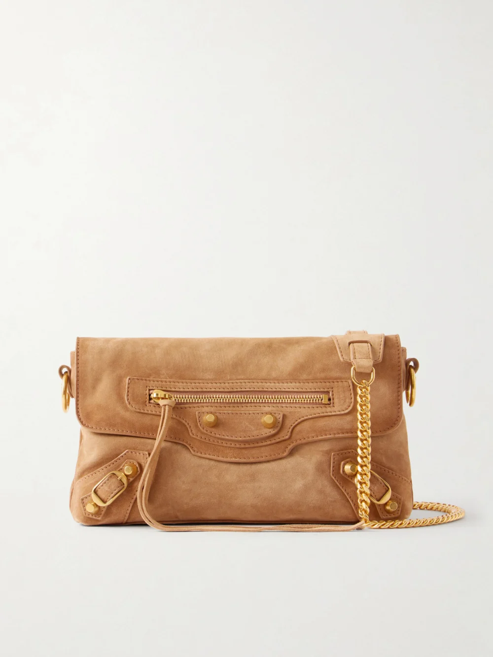 Balenciaga Le City Suede Shoulder Bag in camel