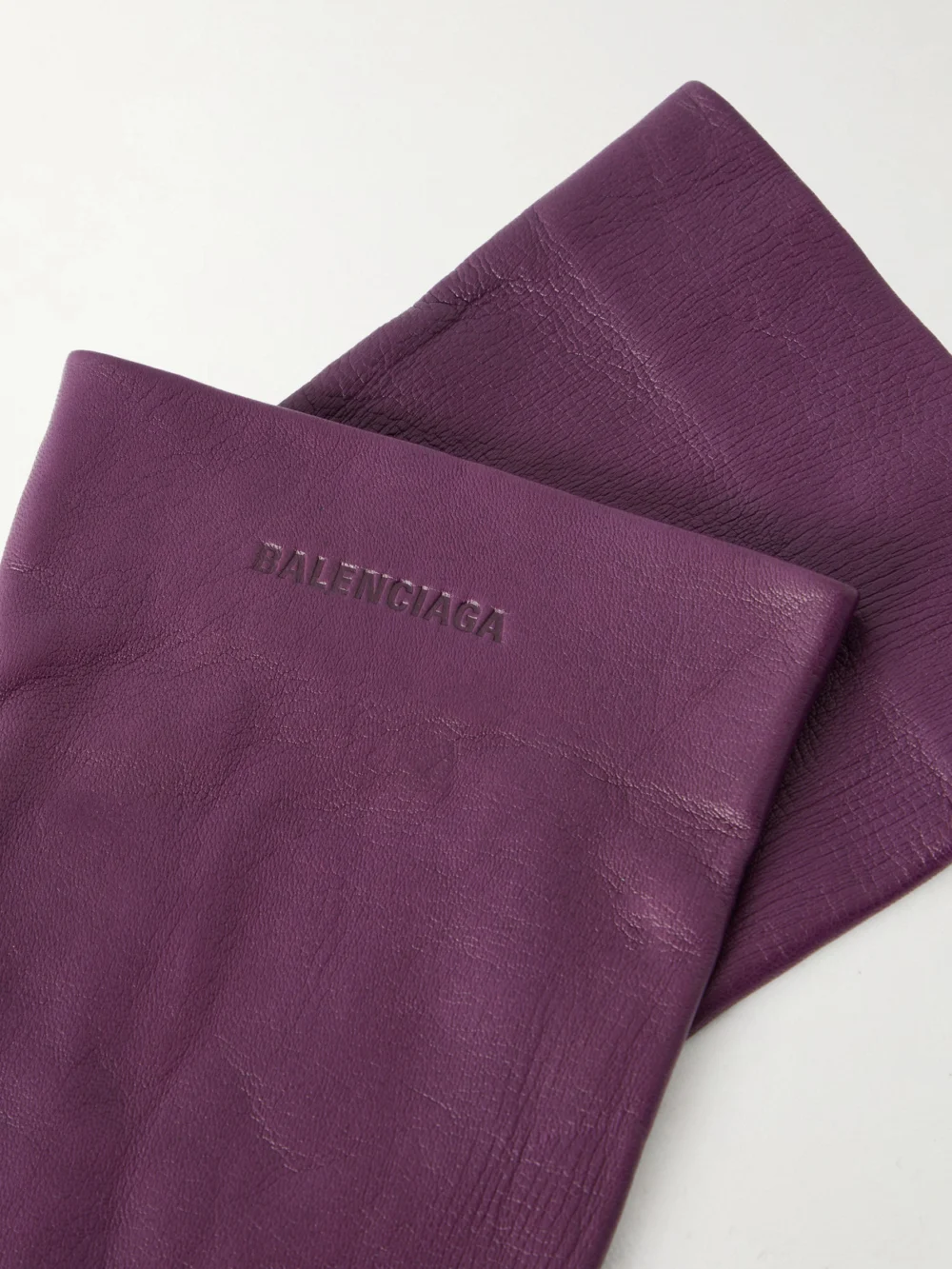 Close-up detail of the Balenciaga Leather Gloves