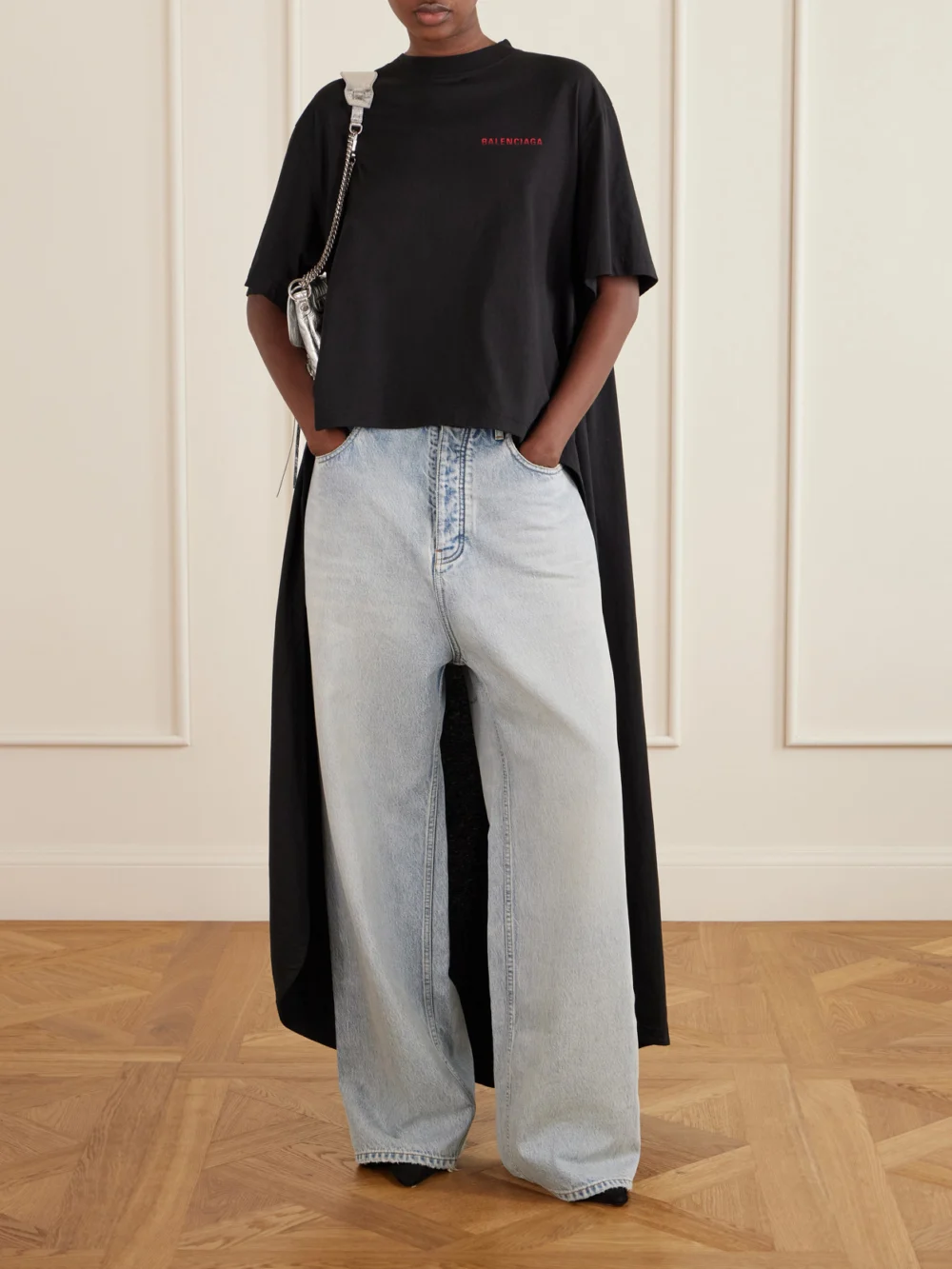 Balenciaga Logo-print Cotton T-shirt, worn by a model