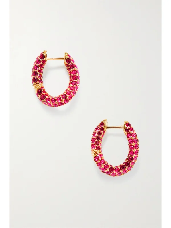 Balenciaga Loop Xs Gold-tone Crystal Hoop Earrings