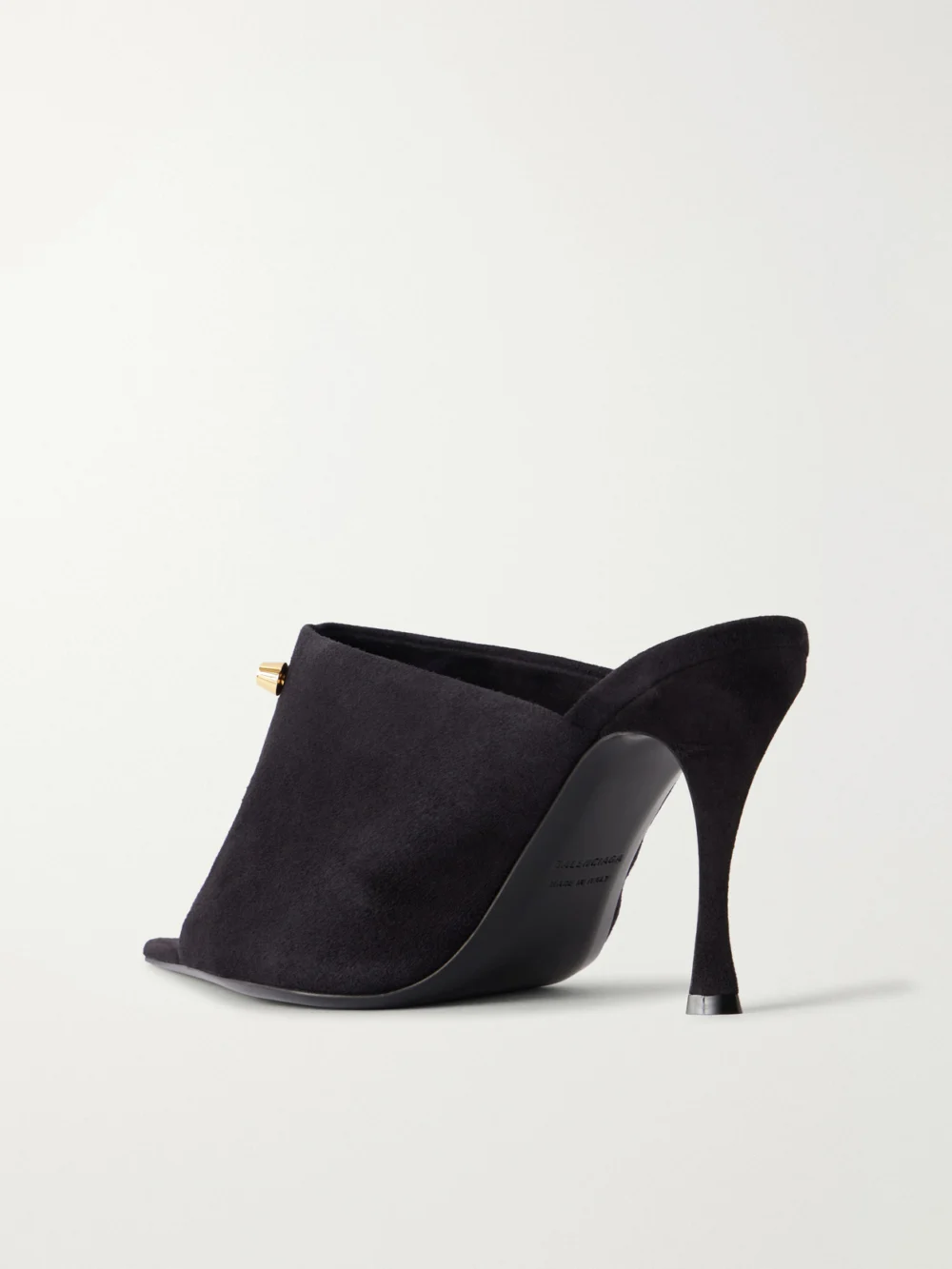 Back view of the Balenciaga Midnight City Studded Suede Mule