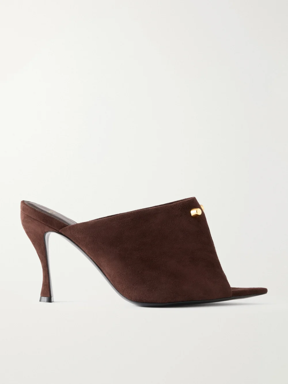 Balenciaga Midnight City Studded Suede Mule in brown