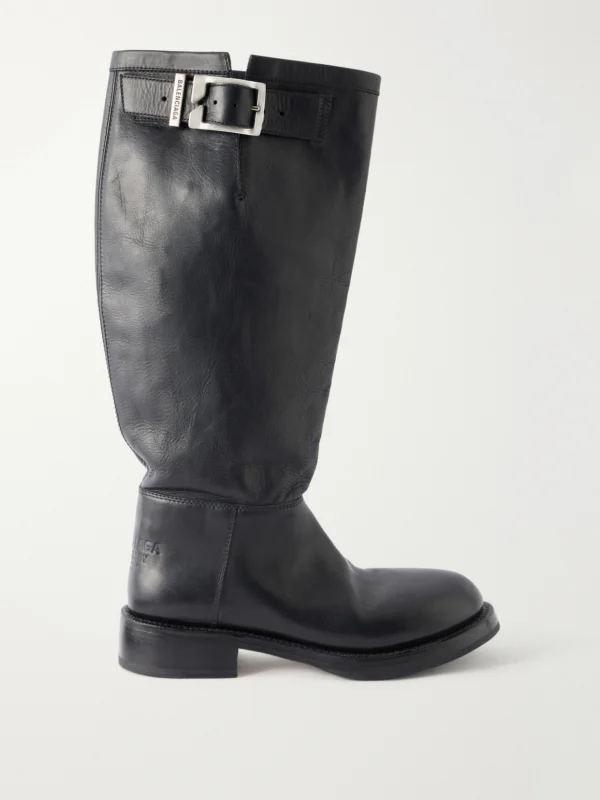 Balenciaga Motor Leather Knee Boots
