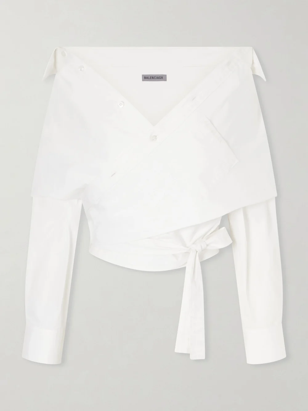 Balenciaga Off-the-shoulder Cotton Poplin Blouse in white