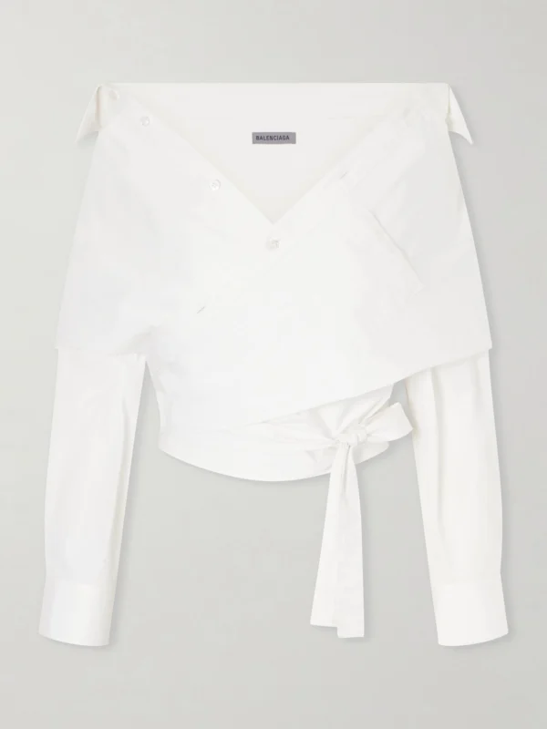Balenciaga Off-the-shoulder Cotton Poplin Blouse