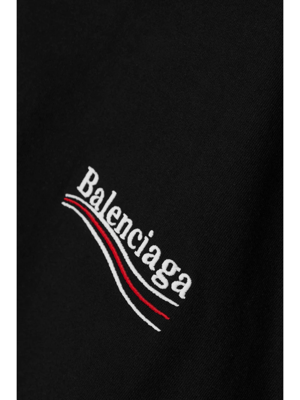 Close-up detail of the Balenciaga Oversized Embroidered Cotton-jersey T-shirt