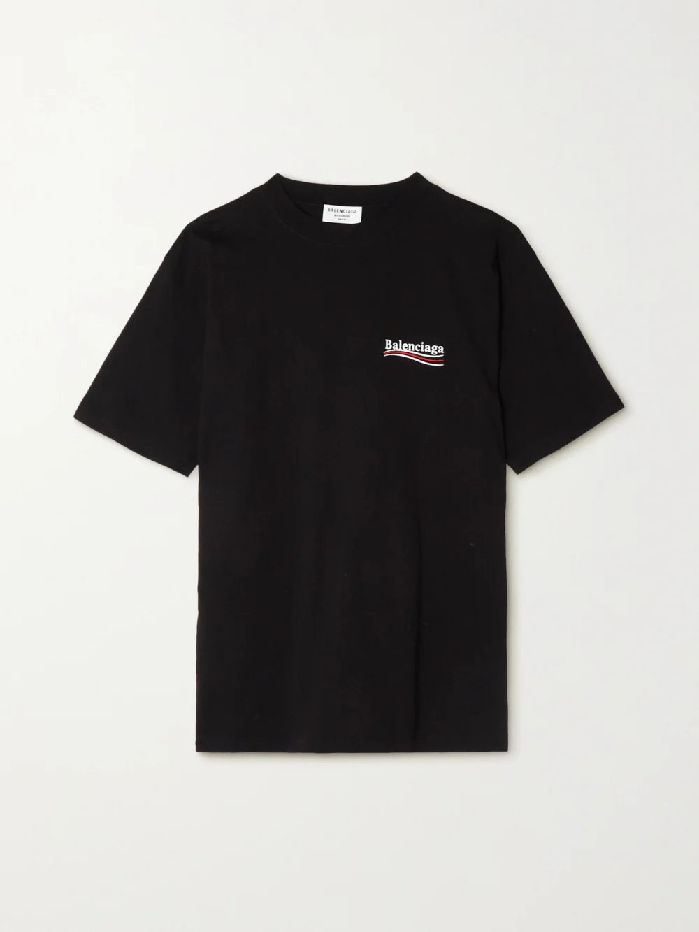 Balenciaga Oversized Embroidered Cotton-jersey T-shirt in black