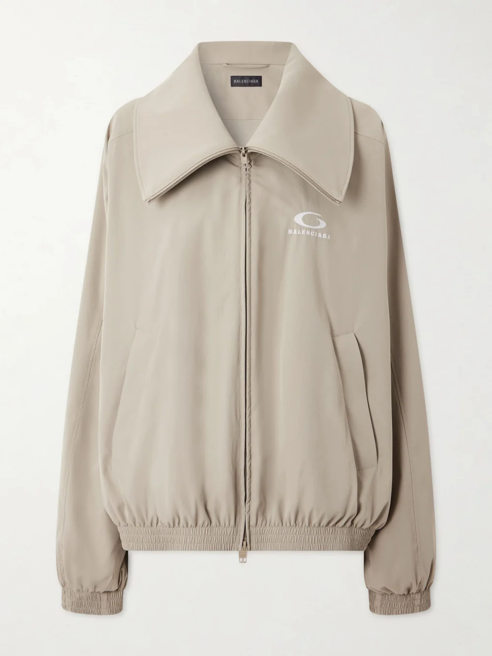 Balenciaga Oversized Embroidered Shell Track Jacket in sand