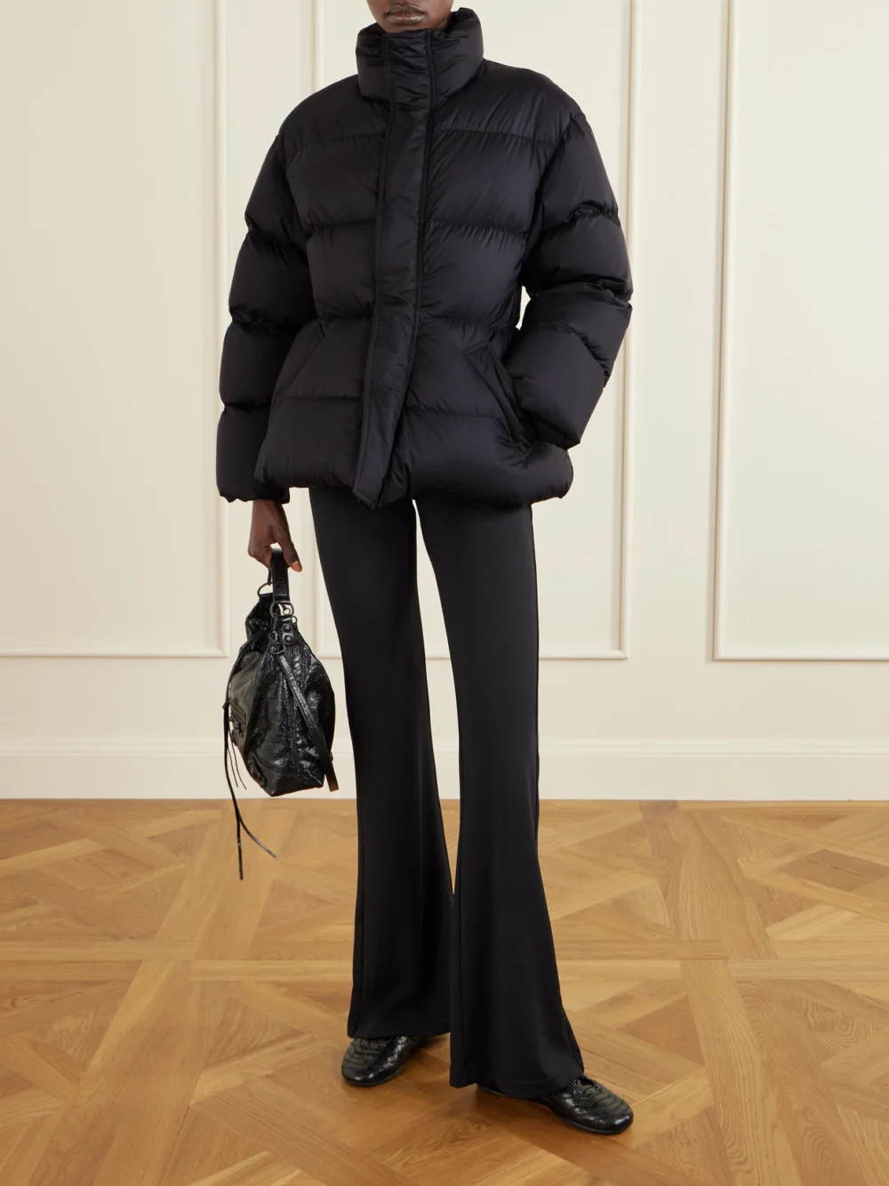 Balenciaga Padded Quilted Ripstop Down Jacket, worn by a model