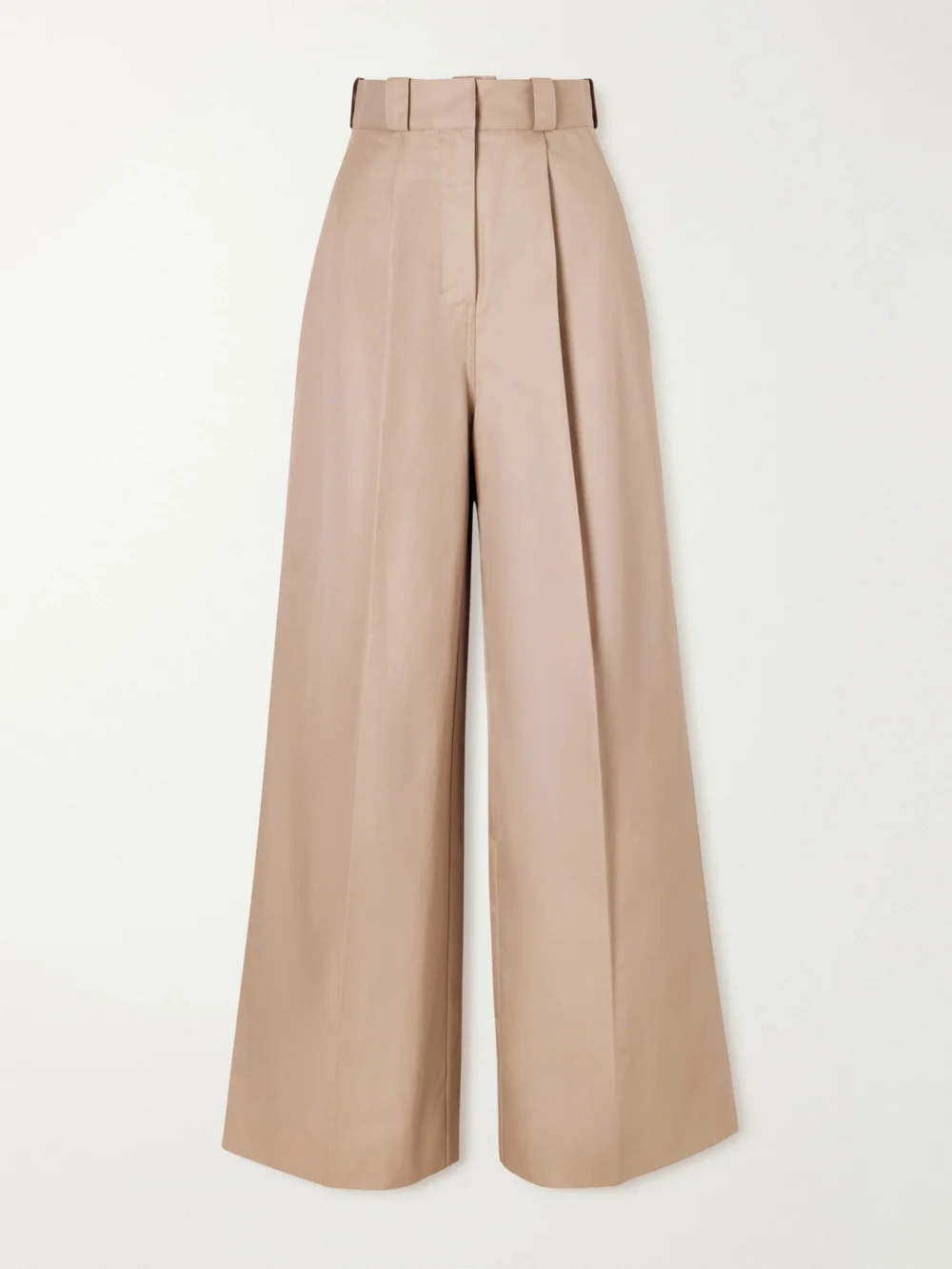 Balenciaga Pleated Cotton Wide-leg Pants in beige