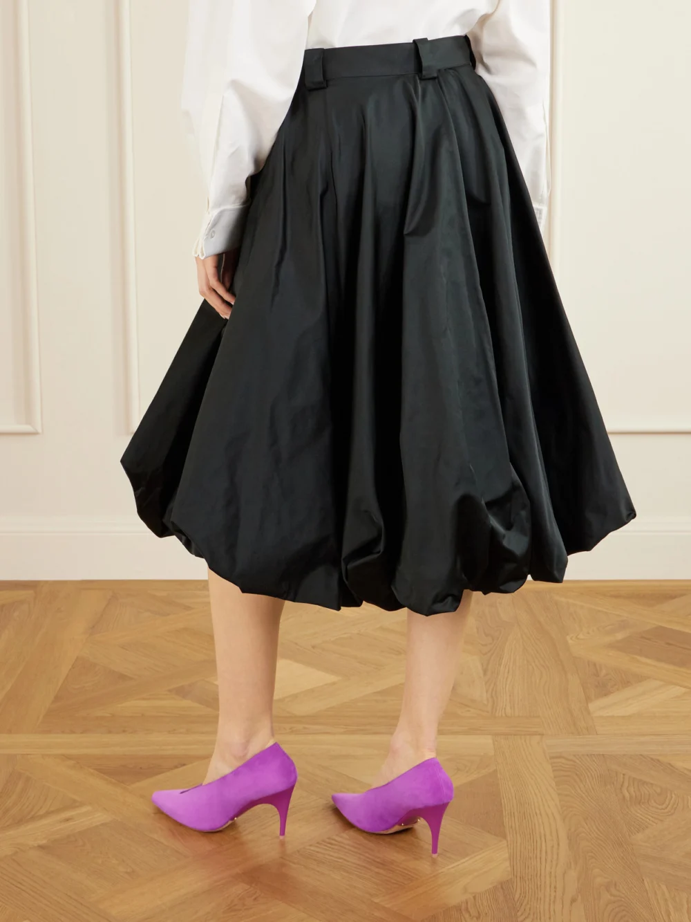 Back view of the Balenciaga Pleated Satin Shorts