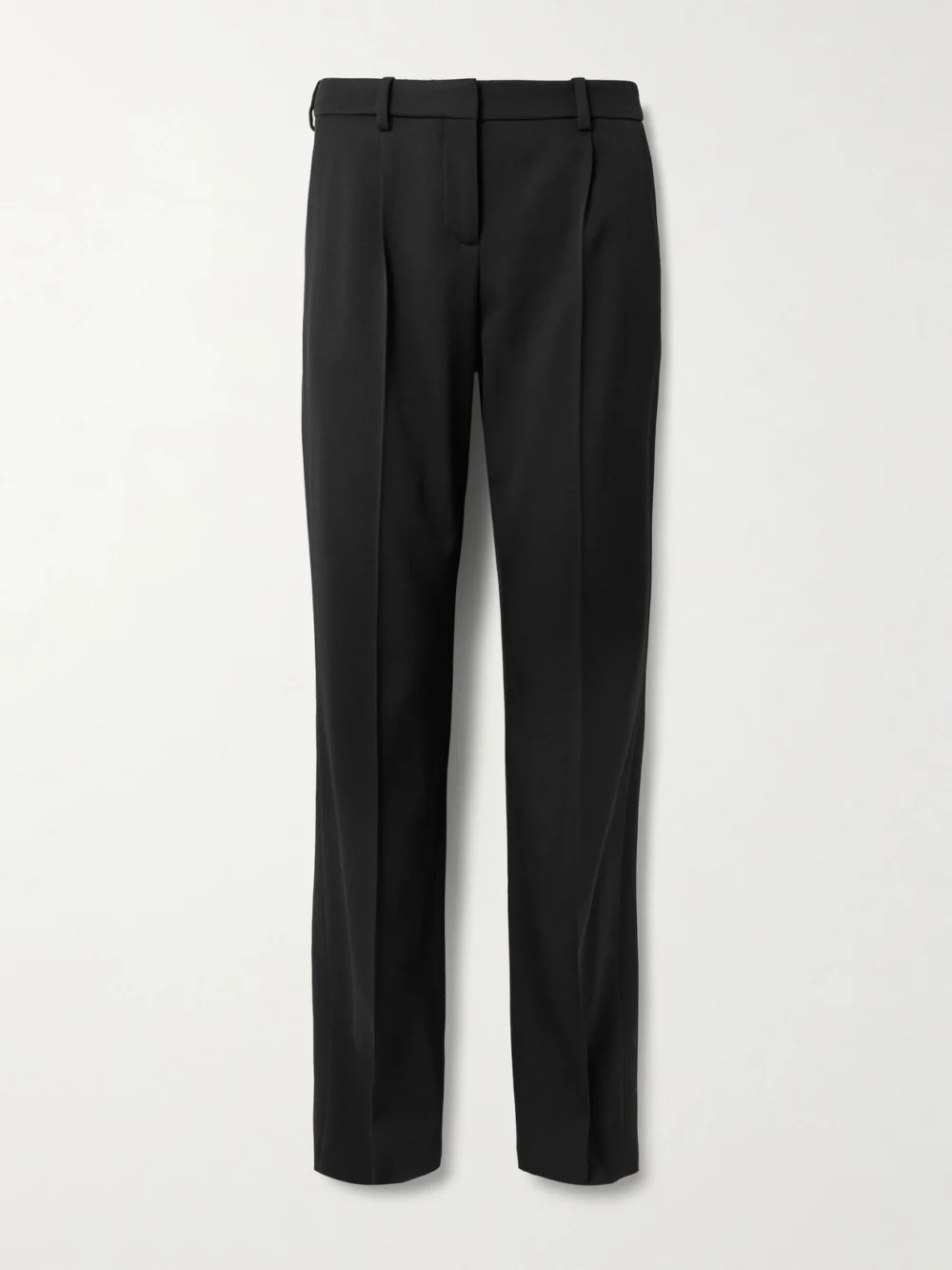 Balenciaga Pleated Stretch-wool Straight-leg Pants in black