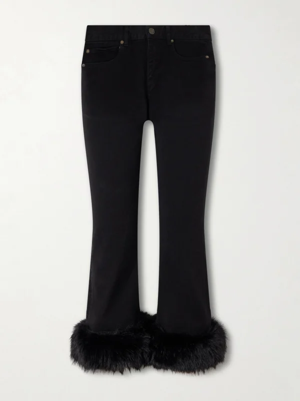Balenciaga Plush-trimmed Cropped Mid-rise Flared Jeans