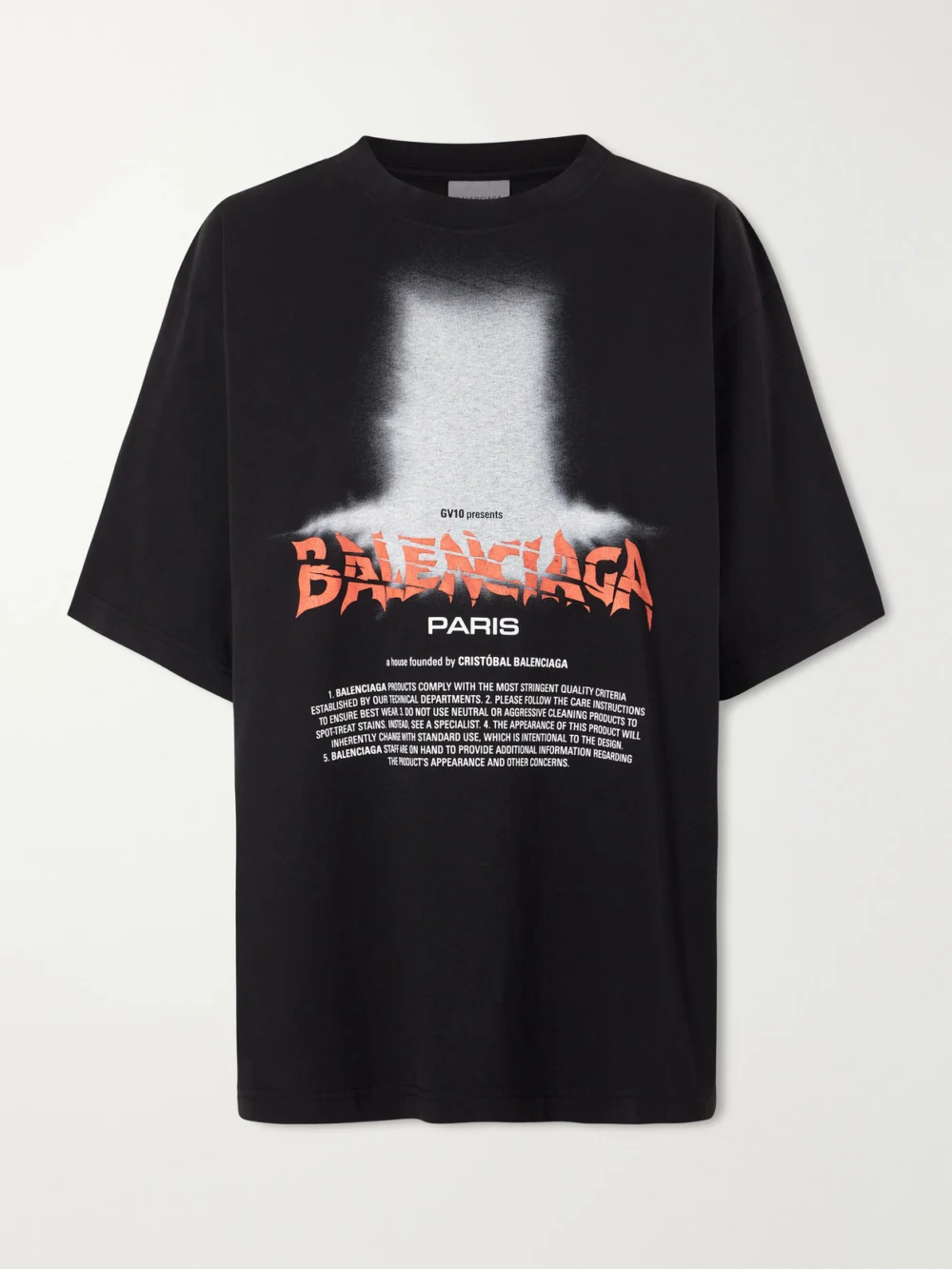 Balenciaga Printed Cotton-blend T-shirt in black