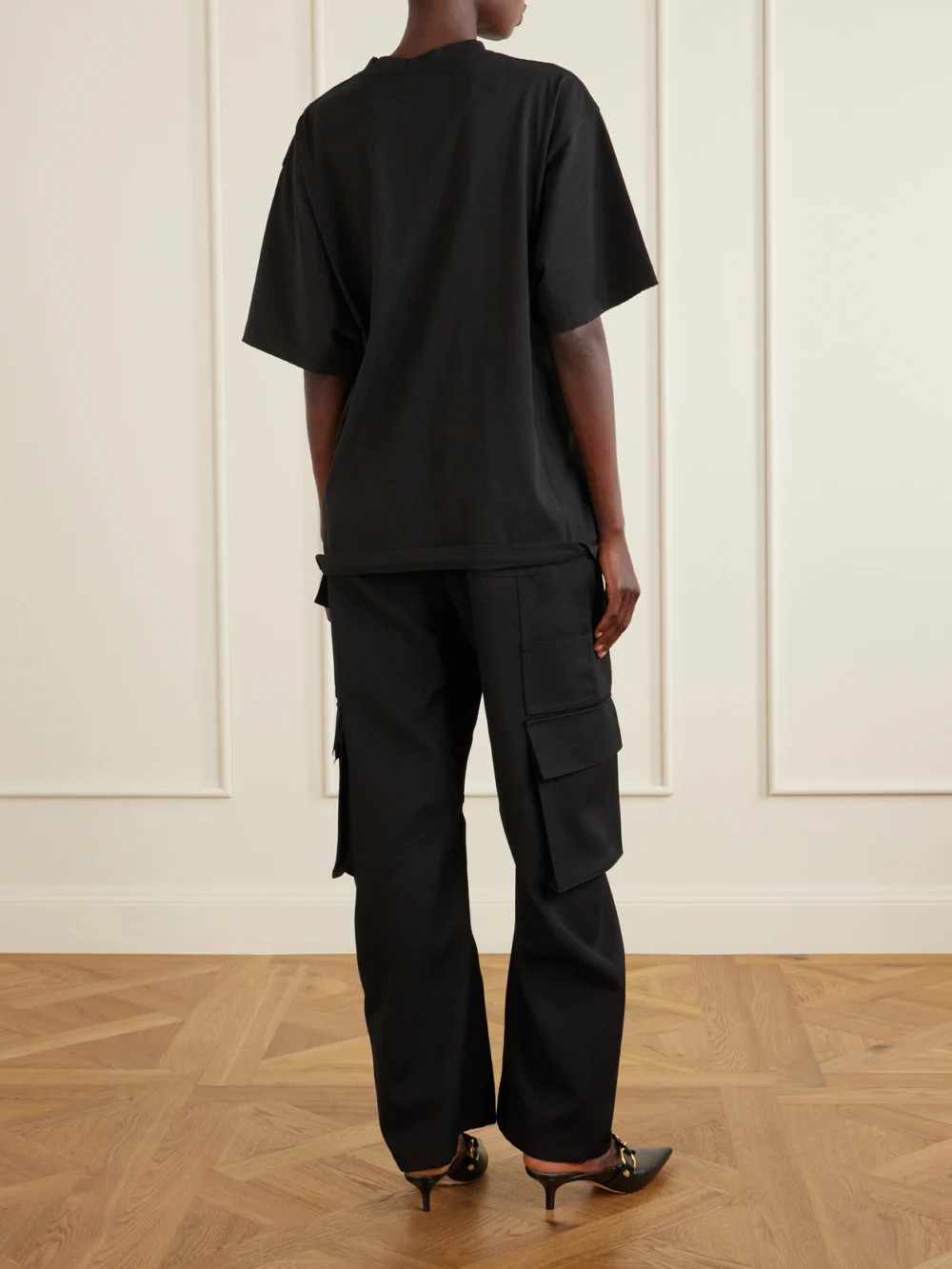 Back view of the Balenciaga Printed Cotton-jersey T-shirt