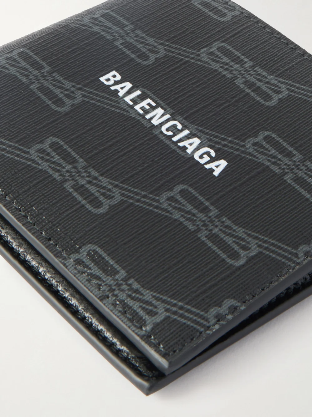 Back view of the Balenciaga Printed Textured-leather Wallet