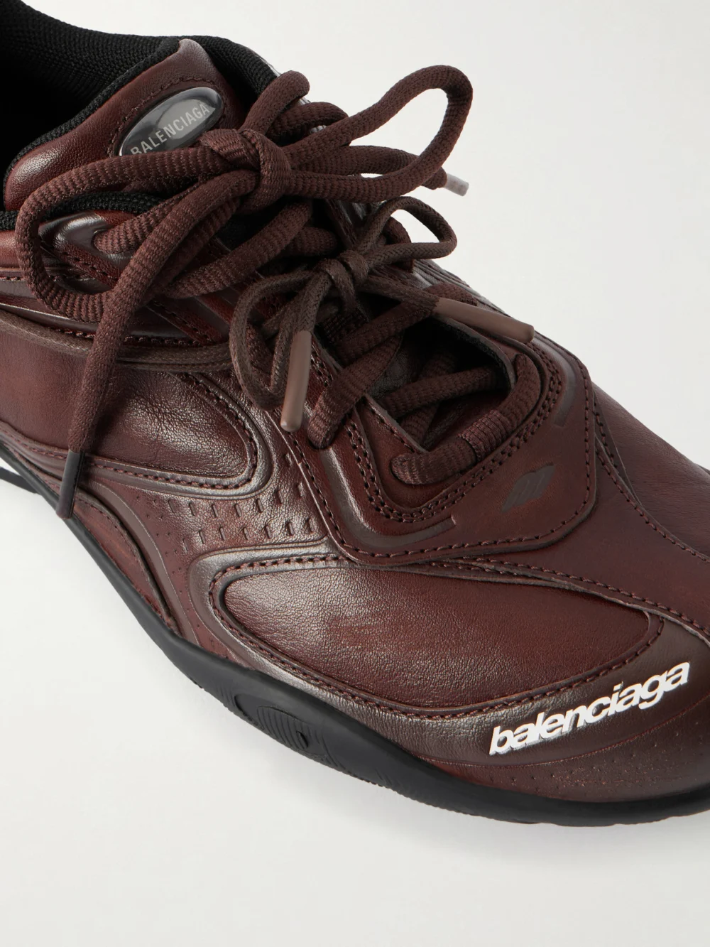 Close-up detail of the Balenciaga Radar Gradient Lines Leather Sneakers