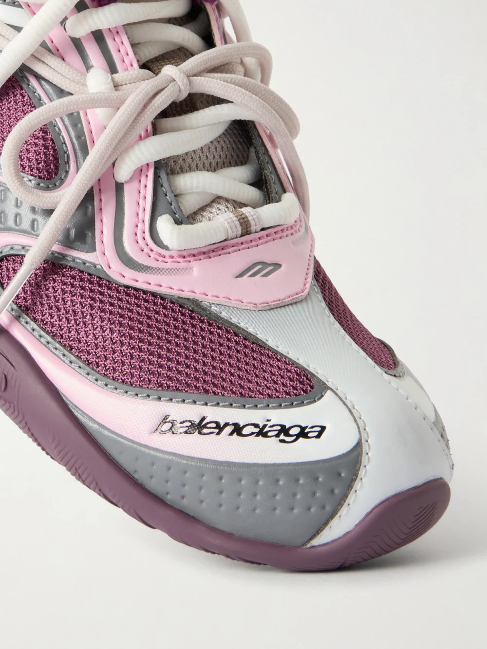 Close-up detail of the Balenciaga Radar Gradient Rubber-trimmed Mesh Sneakers