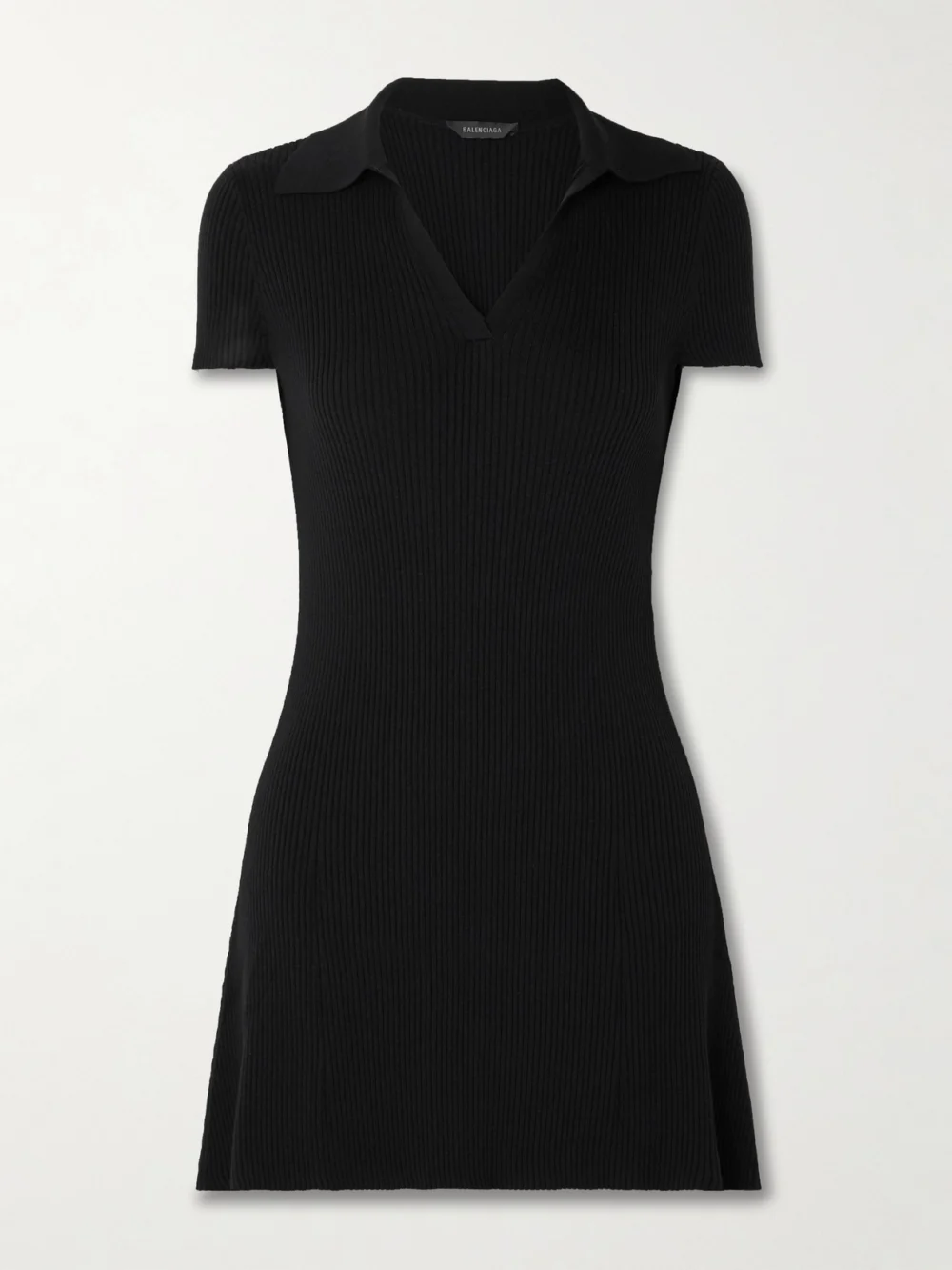 Balenciaga Ribbed Wool-blend Mini Dress in black