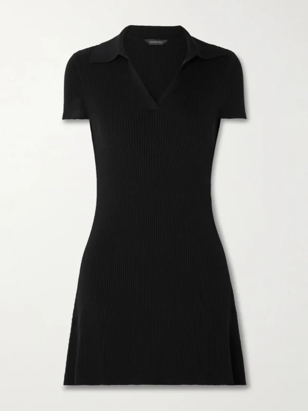 Balenciaga Ribbed Wool-blend Mini Dress