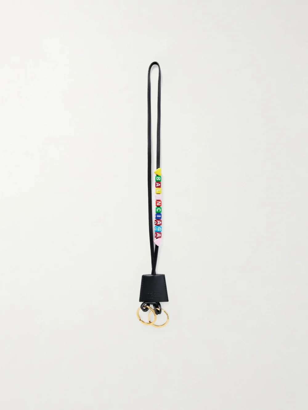 Balenciaga Rodeo Cloche Clé Gold-tone Beaded Leather Keyring in black