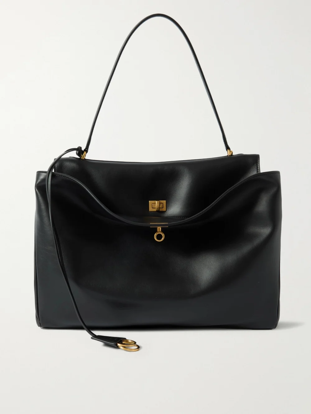 Balenciaga Rodeo Large Leather Shoulder Bag in black